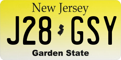 NJ license plate J28GSY