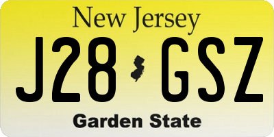 NJ license plate J28GSZ
