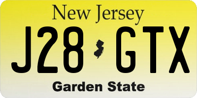 NJ license plate J28GTX