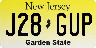 NJ license plate J28GUP