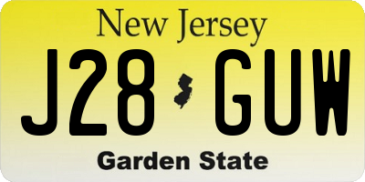 NJ license plate J28GUW