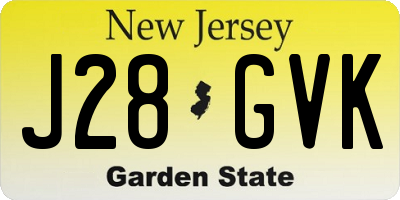 NJ license plate J28GVK