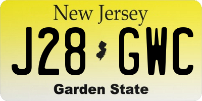 NJ license plate J28GWC