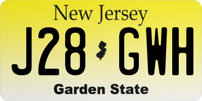 NJ license plate J28GWH