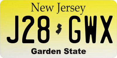 NJ license plate J28GWX