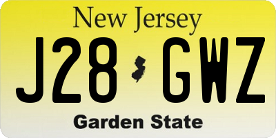 NJ license plate J28GWZ