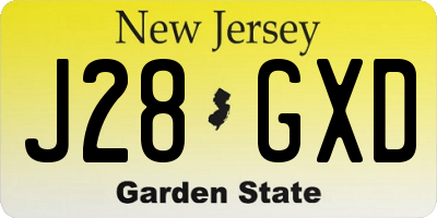 NJ license plate J28GXD