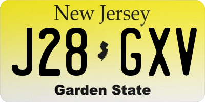 NJ license plate J28GXV