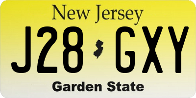 NJ license plate J28GXY