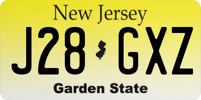NJ license plate J28GXZ