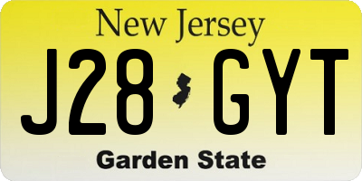 NJ license plate J28GYT