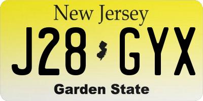 NJ license plate J28GYX