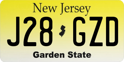 NJ license plate J28GZD