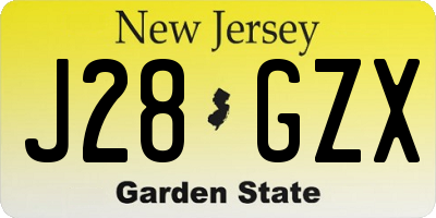 NJ license plate J28GZX