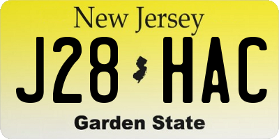 NJ license plate J28HAC