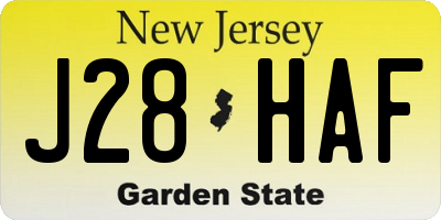 NJ license plate J28HAF