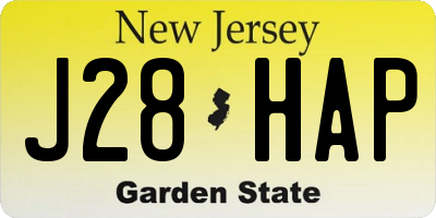 NJ license plate J28HAP