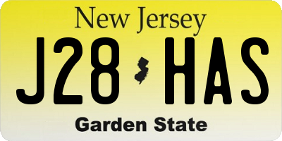 NJ license plate J28HAS