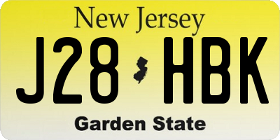 NJ license plate J28HBK