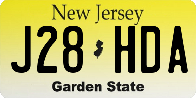 NJ license plate J28HDA