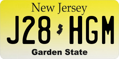 NJ license plate J28HGM