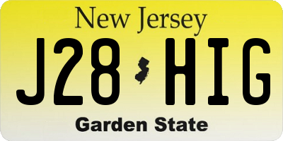 NJ license plate J28HIG