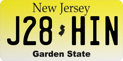 NJ license plate J28HIN