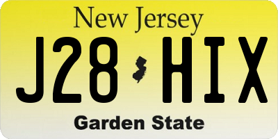 NJ license plate J28HIX