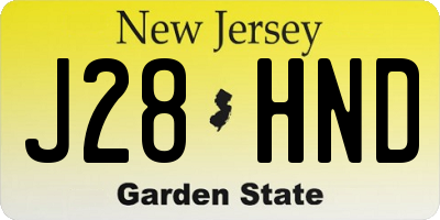 NJ license plate J28HND
