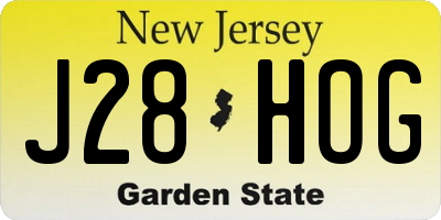 NJ license plate J28HOG