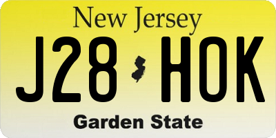 NJ license plate J28HOK