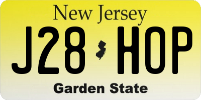 NJ license plate J28HOP