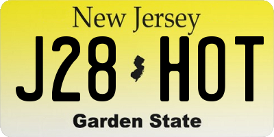 NJ license plate J28HOT