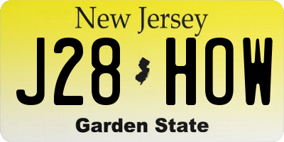 NJ license plate J28HOW
