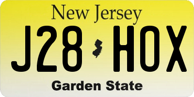 NJ license plate J28HOX
