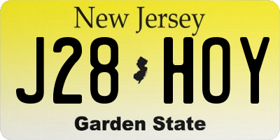 NJ license plate J28HOY