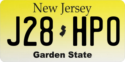 NJ license plate J28HPO