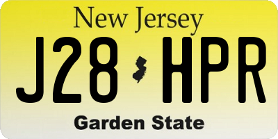 NJ license plate J28HPR