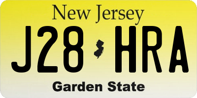 NJ license plate J28HRA