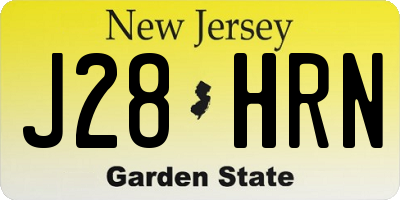 NJ license plate J28HRN