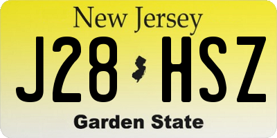 NJ license plate J28HSZ