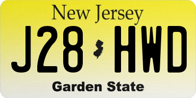 NJ license plate J28HWD