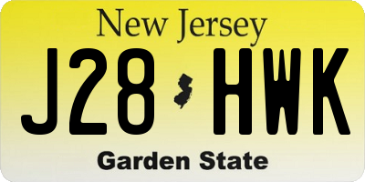 NJ license plate J28HWK