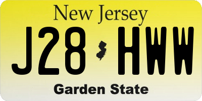 NJ license plate J28HWW