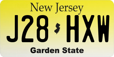 NJ license plate J28HXW