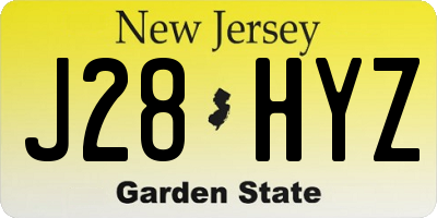 NJ license plate J28HYZ