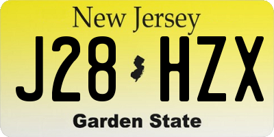 NJ license plate J28HZX