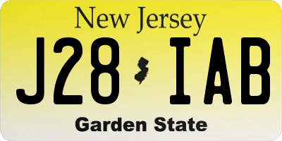 NJ license plate J28IAB