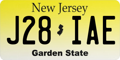 NJ license plate J28IAE