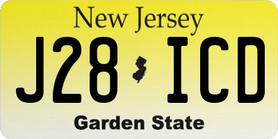 NJ license plate J28ICD